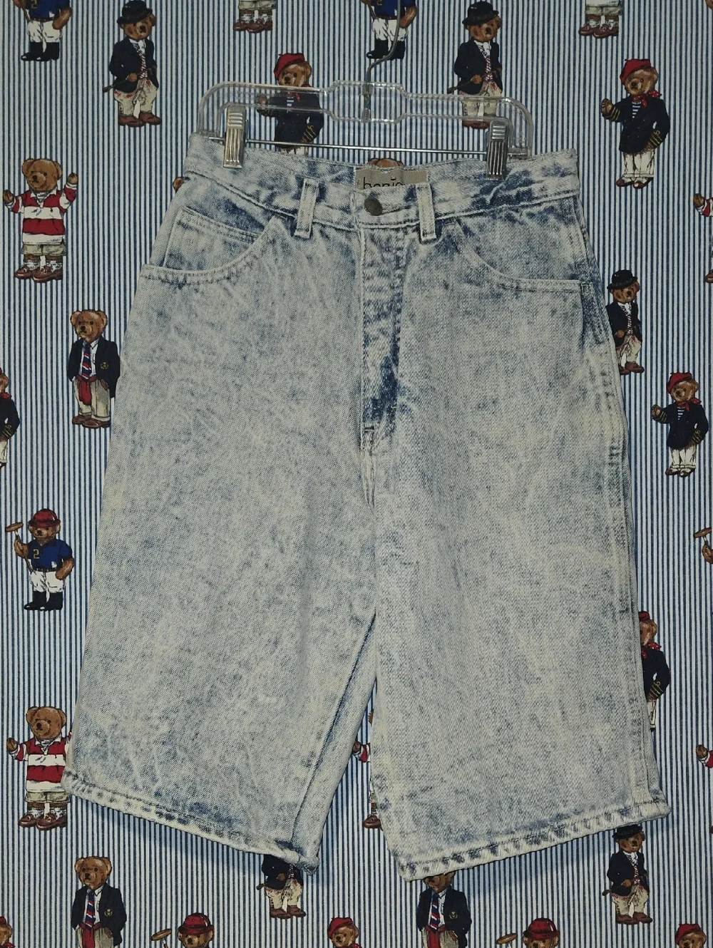 Bonjour Baggy Light Acid Wash Denim Shorts Vintage Summer Style Size 8 Usa Made